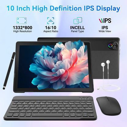 URAO 10 Inch Android 15 OS GMS Certified Tablets 1.8GHz 20GB RAM 64GB ROM 1TB Expandable HD IPS Touch Screen Dual Camera PC PAD