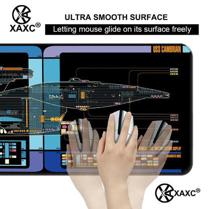 Black S-Stars T-Treks Mouse Pad Large Keyboard Mouse Desk Pad XXL Non-Slip Rubber Gaming Mouse Pad Laptop Mouse Carpet XAXC