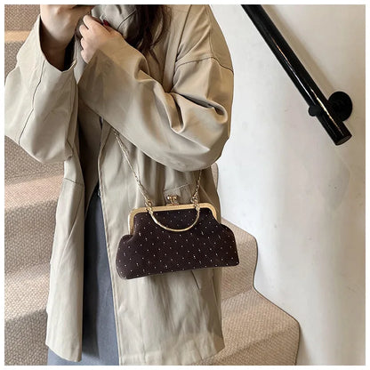 Luxury Design Women's Evening Clutch Purse Dinner Party Ladies Small Clip Shoulder Bag Handbags Retro Female Chain Crossbody Bag