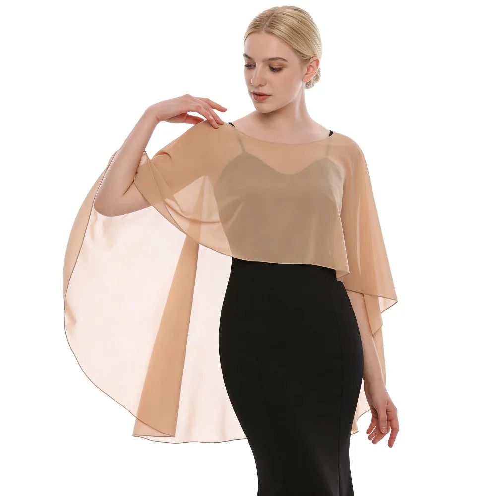 New Fashion Soft Wedding Capes Long Solid Color Chiffon Shrug Sunscreen Wraps Womens Ladies