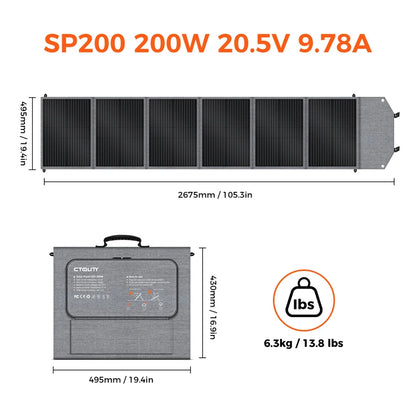CTOLITY 100W-200W Foldable Solar Panel 22% Efficiency Portable Solar Charger for Camping Home Energy Storage Power Station