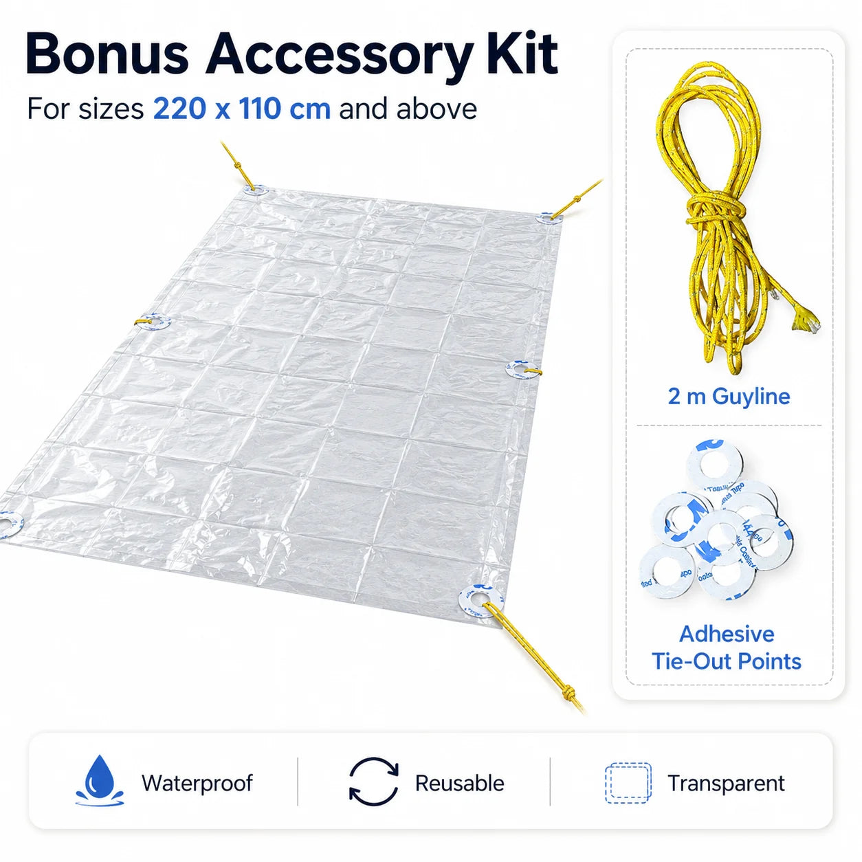 Four Season Ultralight Transparent Tent Groundsheet Waterproof Moisture Proof Camping Footprint Foldable Reusable Outdoor Tarp