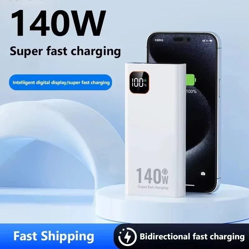 Lenovo 140W Super Fast Charging 2026 Ultra Capacity CCC Portable Charger Power Bank For IPhone Samsung 500000mAh