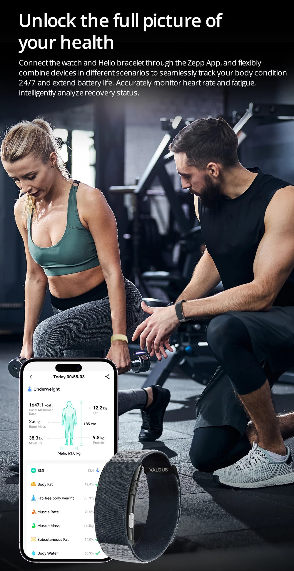 VALDUS VITRO ECG Smart Bracelet Heart Rate Blood Pressure Waterproof Long Battery Life Fitness SOS 2026 New NO Screen Smartwatch
