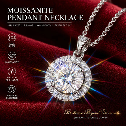 Sparkling 0.5-2.0ct VVS1 D Color Moissanite Necklace S925 Sterling Sliver Chain With Certificate 18K Gold Plated Fine Jewelry