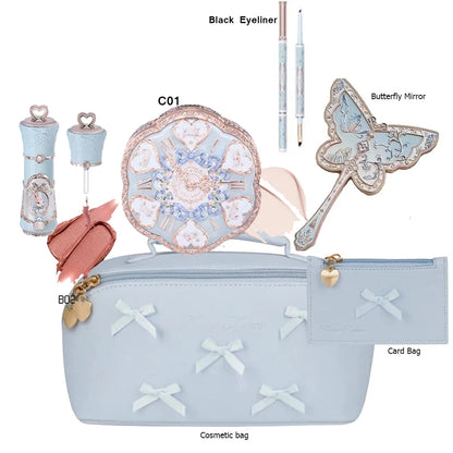 Flowerknows All In One Mackup Set Gift Box Flower Knows Glitter Eye Shadow Palette Blusher Long Lasting Gloss Lipstick With Bag