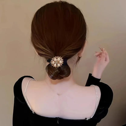 10pcs Rhinestone Faux Embellished hair band, Cute Elastic Jersey Material, Includes Minimalist & Elegant Styles Women's Hair Tie