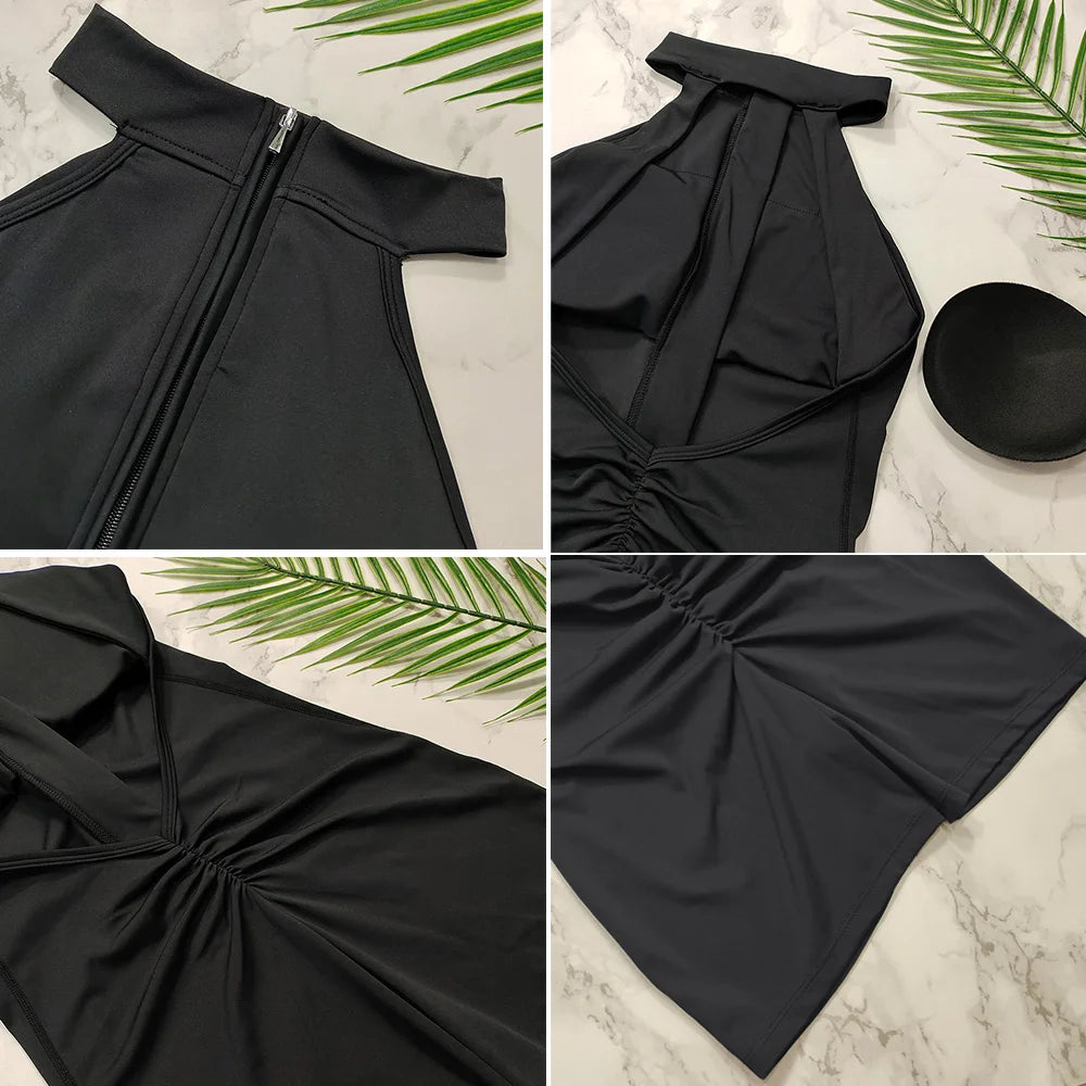 Sport Jumpsuits Women Short Yoga Overalls Gym Clothing Zipper Backless One Piece Suit Fitness Jumpsuit Sexy Workout Bodysuit
