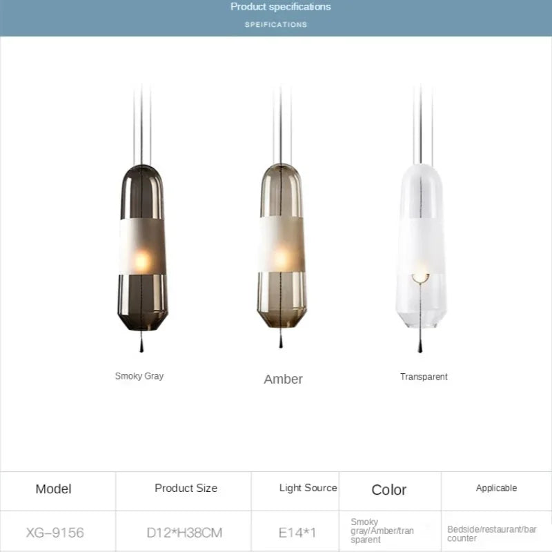 Restaurant Chandelier Lights Bedroom Bedside Living Dining Room Pendant Lamps Glass Decoration Nordic Hanging Kitchen Lighting