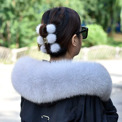 100% Real Fox Fur Collar Winter removable fur Hood Trims Warm Furry Decor Shawls for Coat Parkas Luxury Female fur Scarf