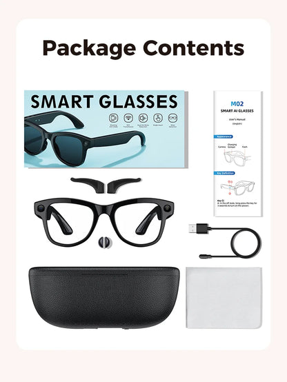 2026 New 3600mAh Large Capacity Smart Glasses 800W Pixel Anti-shake Camera 120+Language Translation Video Recording Call Glasses