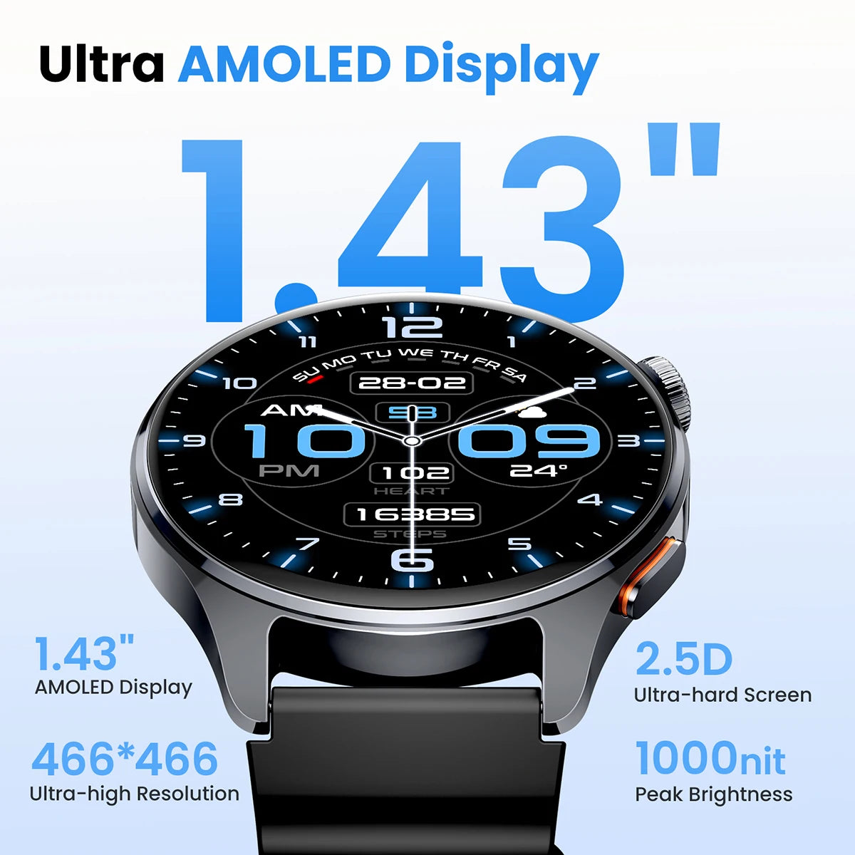 HAYLOU Watch 4S GPS Smartwatch 1.43” HD AMOLED Display 5 Satellite GPS Positioning 120+ Workout Modes Sport Fitness Smart Watch