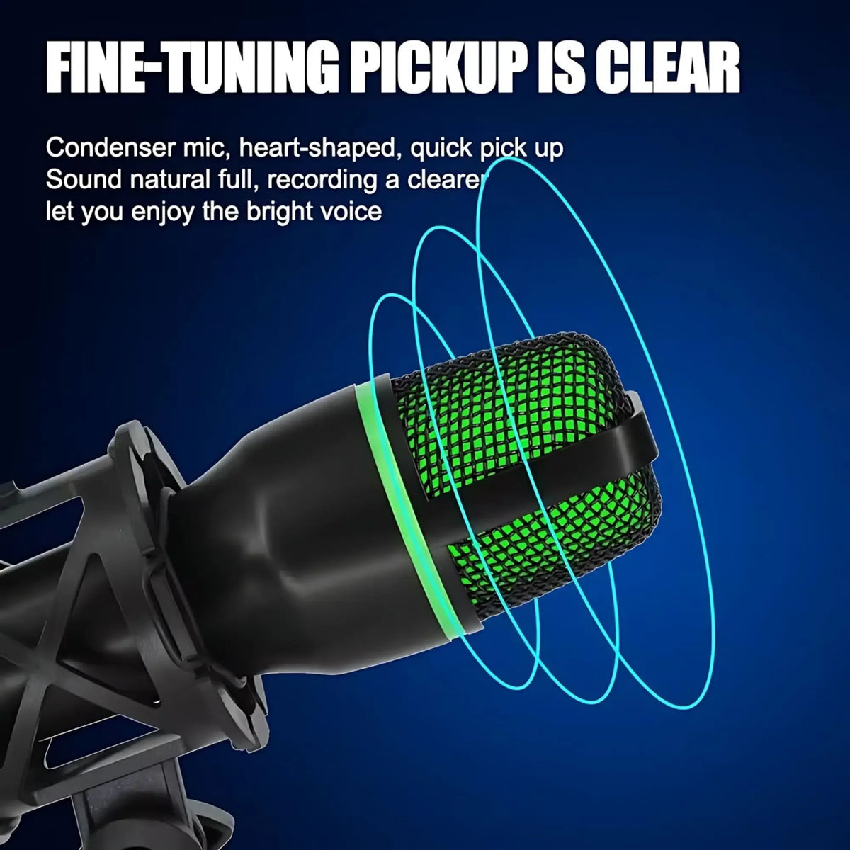 RGB Condenser Microphone Kit with Tripod Stand Professional USB Mic for Gaming Streaming YouTube Podcasts Video Recording Studio Equipment for PC Laptop Mute Button Voice Changer Adjustable RGB Lighting Plug and Play Cardioid