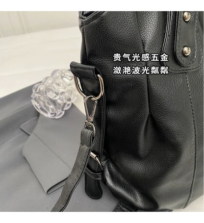 Ladies Large Capacity Brand Handbag Pu Leather Women's Retro Tote Bag Korean Fashion Shoulder Bag Winter White Zipper Handbag