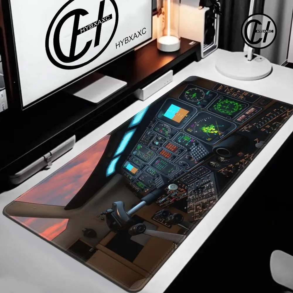 Plane Instrument Panel Mousepad HD Airplane Speedometer Mouse Pads XXL Non-slip Rubber Desk Mat Pc Gamer Deskmat Cockpit Playmat