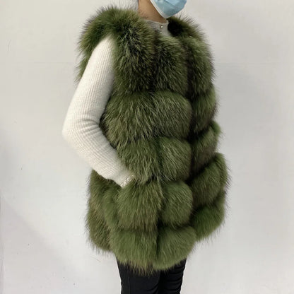 Real  Fur Raccoon Vest Natural Fur Coat For Jacket Female Coats Vest Waistcoat Long Fur Coats Real Fur Coat Fox Vest Jacket