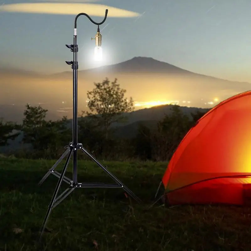 2m Campinglight Stand Folding Telescoping Tripod Adjustable Lightweight Aluminium Floor Lamp Holder Tripod Camping Accessories