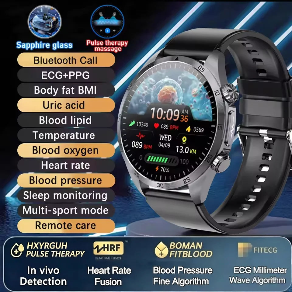 2026 New Medical Grade ECG Smart Watch Laser Treatment Accurate Measurement Blood Lipid Blood Oxygen BMI Sport Health Smartwatch