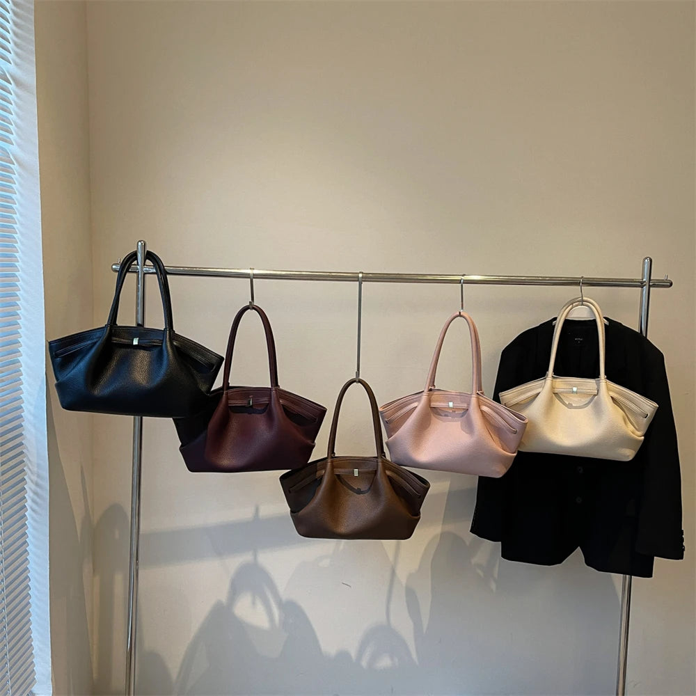 2026 New Lychee Pattern Underarm Shoulder Bags For Women Soft PU Leather Large Capacity Mini Tote Bag Luxury Designer Handbags