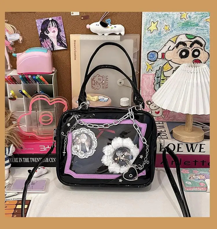 JIAERDI Sweet Cool Hot Girl Subculture Ita Bag Women Gothic Chain Crossbody Bag Ladies Large Capacity Black Shoulder Bags Y2K