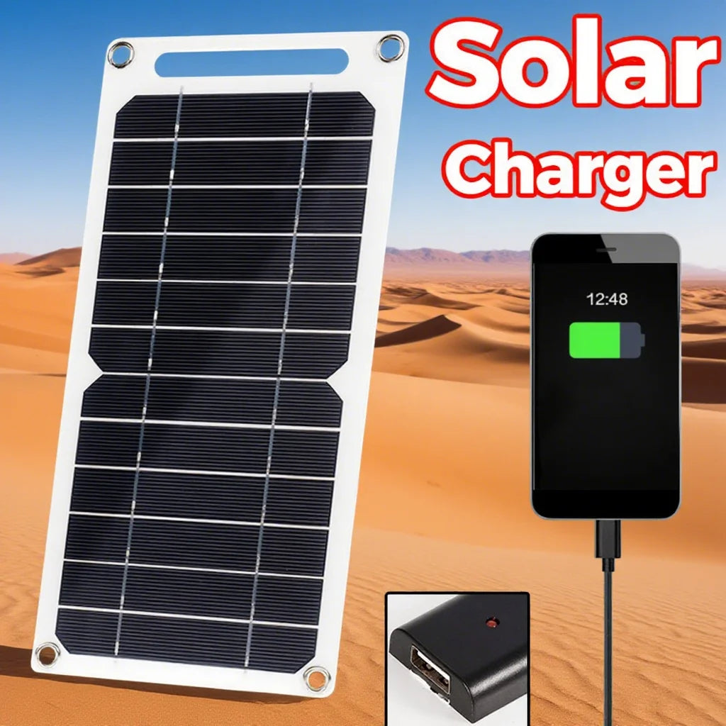 Fast Charging Dual Solar Panel Hiking Camping  USB 5V Waterproof Portable  Mobile Phone Power Bank Charging Detachable fold
