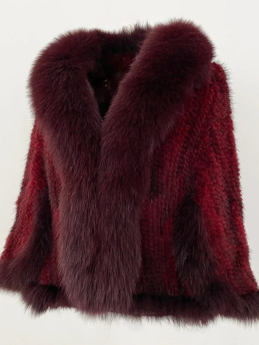 OFTBUY Autumn Winter Shawl Fashion Knitted Genuine Mink Fur Jacket Real Mink Fur Coat Women Cape Scarf Natural Fox Fur Cloak