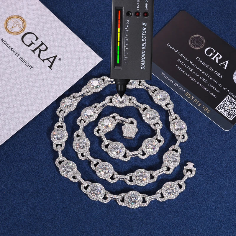 Iced Out D Color Moissanite Necklace for Man Women S925 Sterling Silver Hip Hop Link Chains Jewelry Diamond GRA Certificate