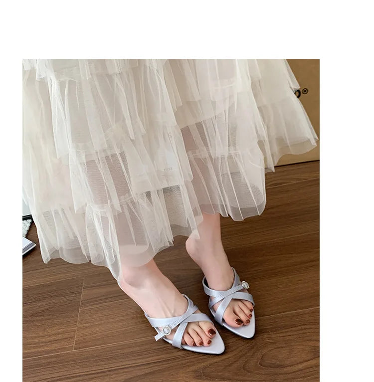 Sexy High Heels Slippers Pointed Toe Heels Shoes for Woman Sandals Luxury Dress Slides Elegant Pumps Party Mujer Flip Flops