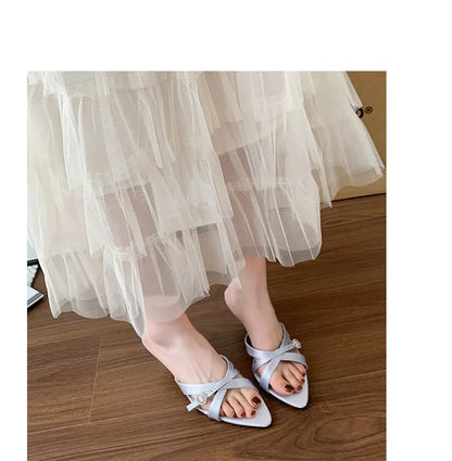 Sexy High Heels Slippers Pointed Toe Heels Shoes for Woman Sandals Luxury Dress Slides Elegant Pumps Party Mujer Flip Flops