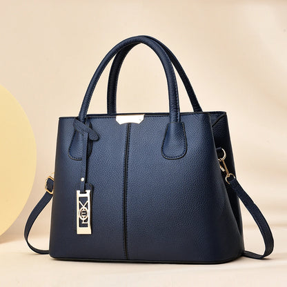 Fashion Faux Leather Tote Bag, Elegant Textured Large Capacity Shoulder Hand Bag For Ladies