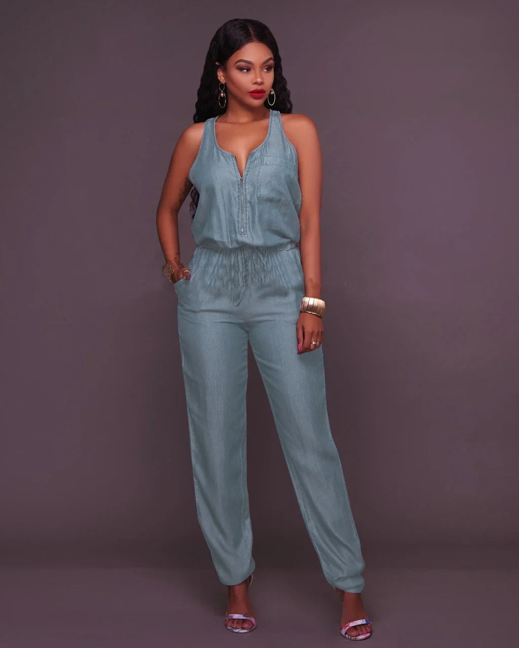 Oversize Summer Sleeveless Wash Vest Denim Jumpsuits Women Pleated Vintage Overalls Romper Streetwear Loose Clothes Fashion Jean