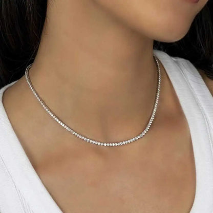 Luxur Jewelry 925 VVS 2/3/4/5MM Width Moissanite Tennis Necklace Pass Diamond Test Bling Iced Sterling Silver Chain with Gra