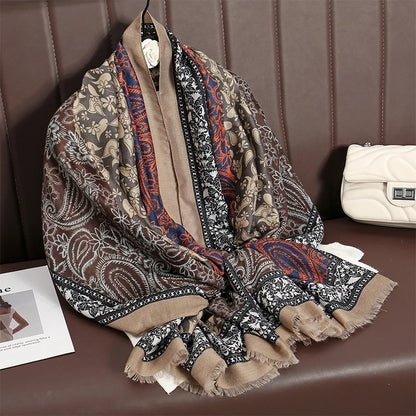 New Paisley Cotton Pashmina Shawl Lady Wrap Warm Winter Scarves Autumn Design Print Female Foulard Beach Stoles Luxury Scarf