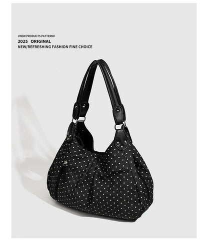 Fashionable Vintage Messenger Bags New Polka Dot Handbag Korean-style Large-capacity Tote Bags Versatile Comfortable Casual Bags
