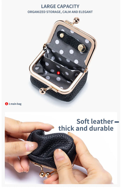 Women Wallets Small Genuine Leather Jewelry Bag Mini Headphone Bag Ring Necklace Earring Accessory Box Storage Bag Coin Purse