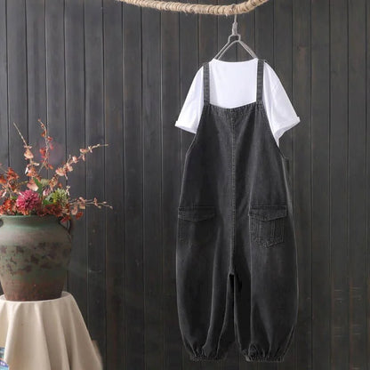 Denim Jumpsuits for Women Oversized Playsuit Denim Pants Loose High Waist Trousers Overalls for Women Clothes One-pieces XT1586
