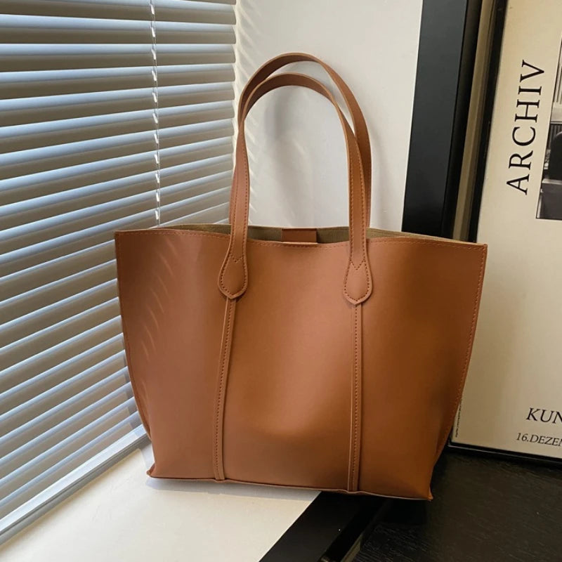 Retro Faux Leather Shoulder Bag, Large Capacity Office Commuter Handbag,Top Handle Purse Durable Work Laptop Tote Bags for Women