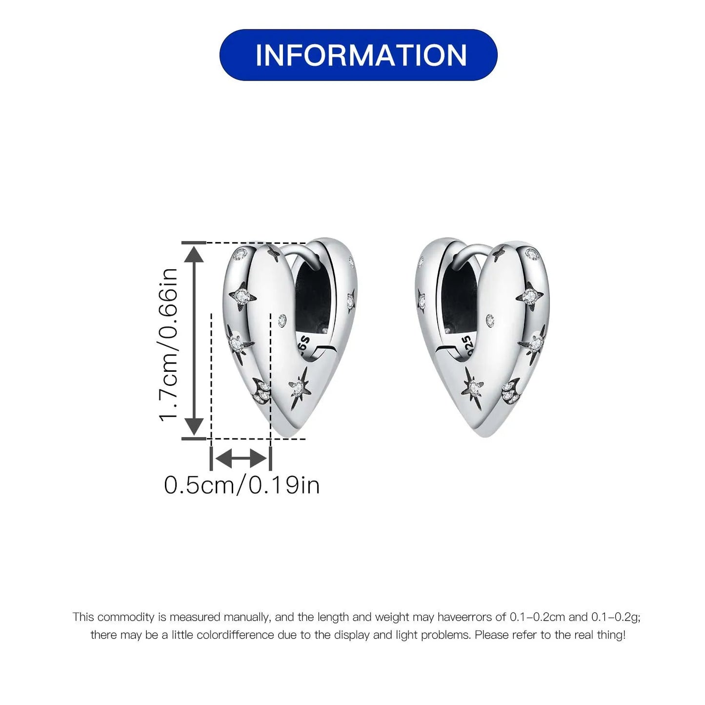 925 Sterling Silver Star Moon Heart Shape Earrings Jewelry Versatile Hoop Earrings For Women Jewelry Fine Birthday Party Gifts