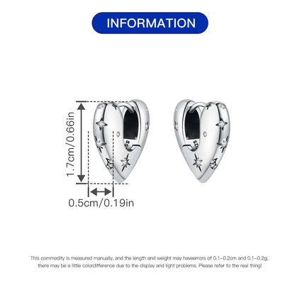 925 Sterling Silver Star Moon Heart Shape Earrings Jewelry Versatile Hoop Earrings For Women Jewelry Fine Birthday Party Gifts