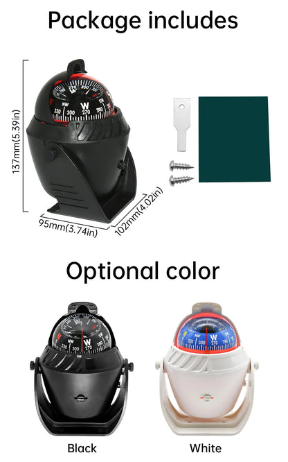 Waterproof Nautical Compass Sea Pivoting Marine Boat Compass With Electronic LED Night Light For Marine Navigation Positioning