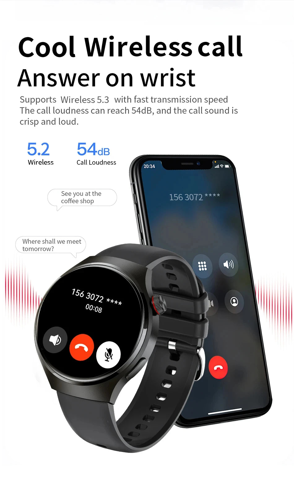 LAXASFIT 2026 New Smartwatch 1.52-inch HD Display Wireless Charging Bluetooth Calling Men's Sports Smart Watch