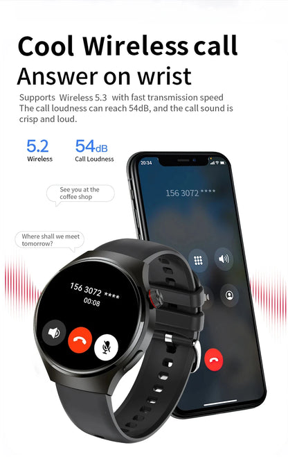 LAXASFIT 2026 New Smartwatch 1.52-inch HD Display Wireless Charging Bluetooth Calling Men's Sports Smart Watch