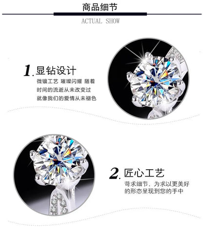 Women's PT950 Platinum Ring - 1 Carat Moissanite Star Queen Style, Six-Claw Setting, Perfect for Wedding & Proposal