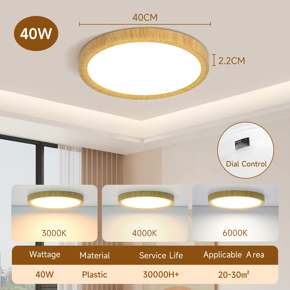 Wood Grain Ceiling Lamp Led Indoor Bathroom Lamps 220V Panel Led Kitchen Lighting for Living Room Waterproof IP44 Ceiling Lights
