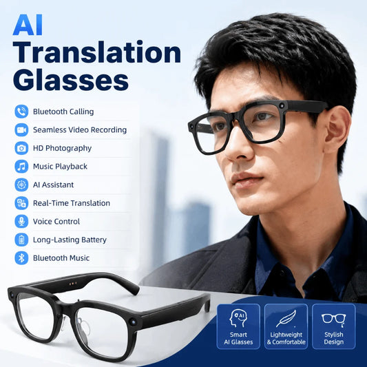 Real-time Translation AI Smart Glasses Anti-Blue Light Wearable Tech Smart Video Glasses Bluetooth Audio AI Voice
