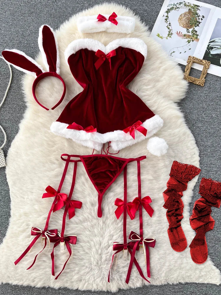 Coquette Lace Lingerie Set Sexy Mesh Bodysuit Valentines Day Sleepwear Gothic Strappy Catsuit Intimate Nightwear Romper