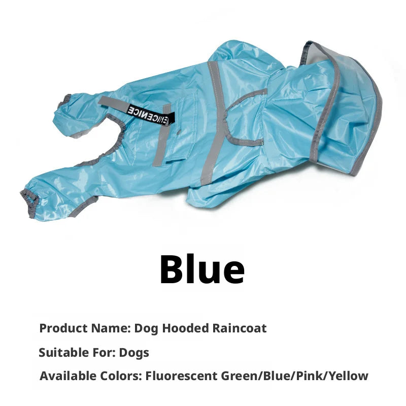 Reflective Dog Raincoat with Clear Hood, Waterproof 4-Legged Pet Rain Jacket for Small Medium Dogs