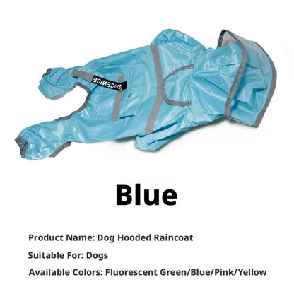 Reflective Dog Raincoat with Clear Hood, Waterproof 4-Legged Pet Rain Jacket for Small Medium Dogs