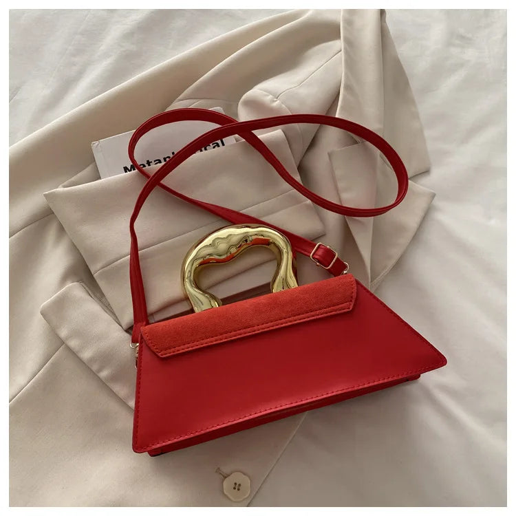 French Style Light Luxury Large Capacity, New Minimalist Design Casual Metal Hand-held Shoulder Crossbody Bags for Women