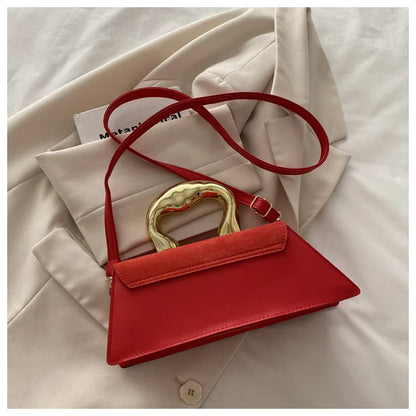 French Style Light Luxury Large Capacity, New Minimalist Design Casual Metal Hand-held Shoulder Crossbody Bags for Women